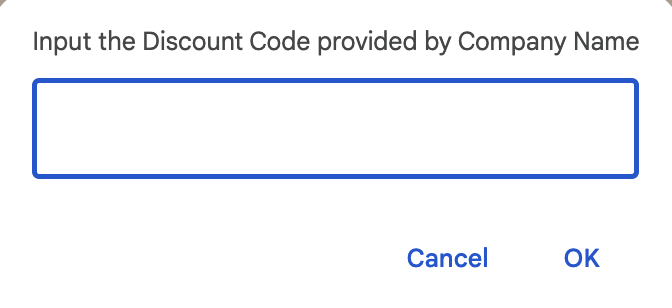 Image of Input Screen for Discount Code